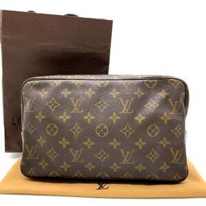 Authentic Louis Vuitton Monogram Trousse Toilette 28 Clutch Bag 186-121525